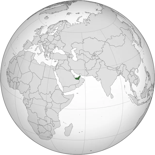 Map showing the location of United Arab Emirates