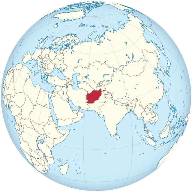 Map showing the location of Afghanistan