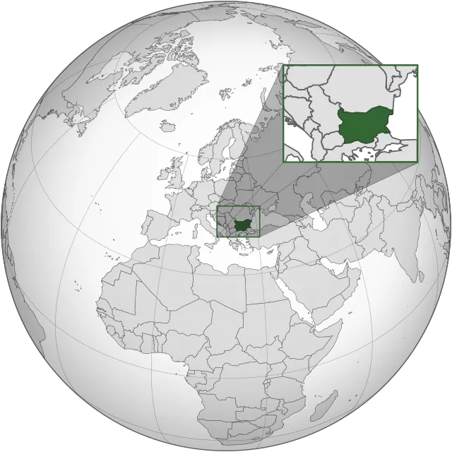 Map showing the location of Bulgaria