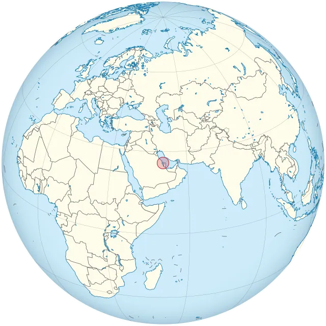 Map showing the location of Bahrain