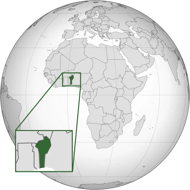 Map showing the location of Benin