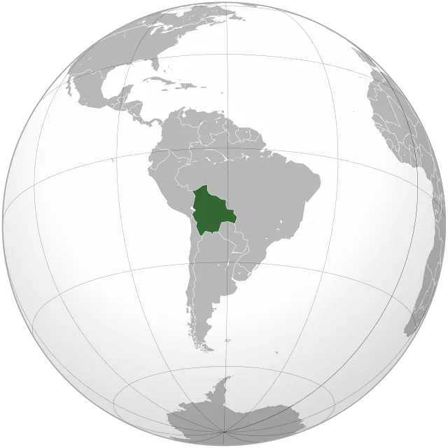 Map showing the location of Bolivia