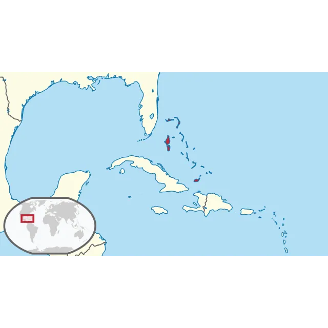 Karte mit der Lage: Bahamas