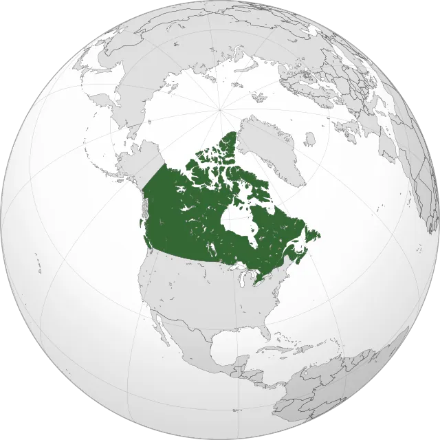 Map showing the location of Canada