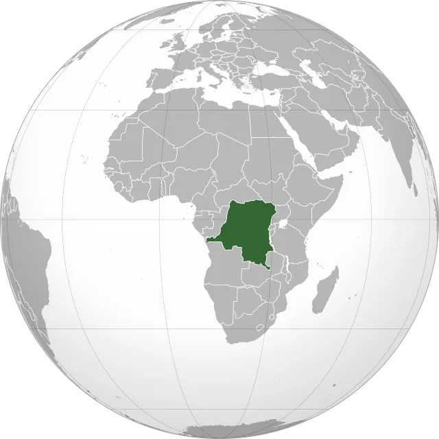Map showing the location of Democratic Republic of the Congo