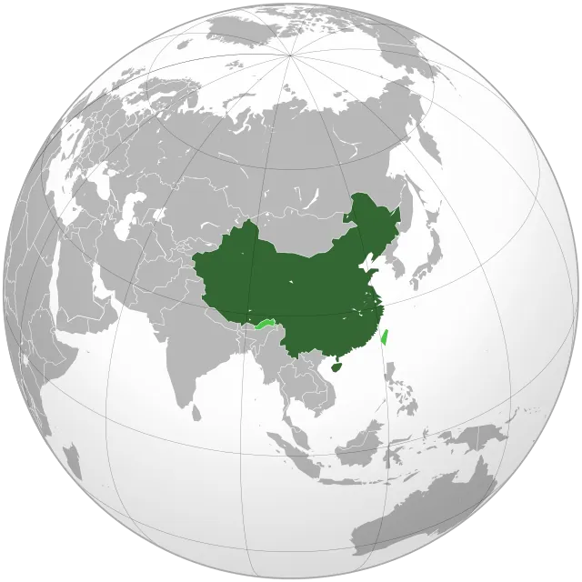 Map showing the location of China
