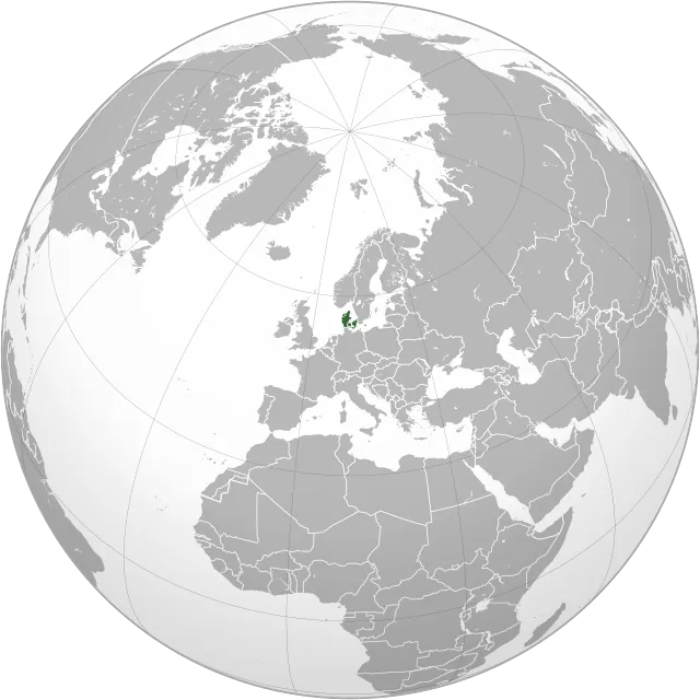 Map showing the location of Denmark