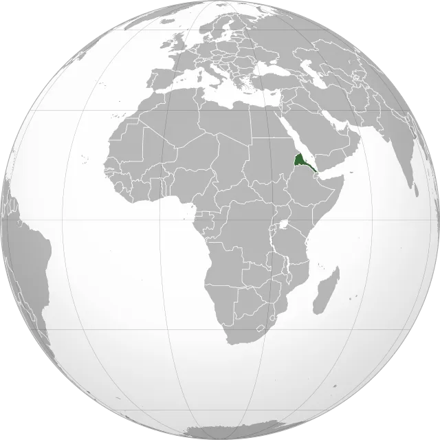 Map showing the location of Eritrea