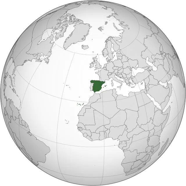 Map showing the location of Spain