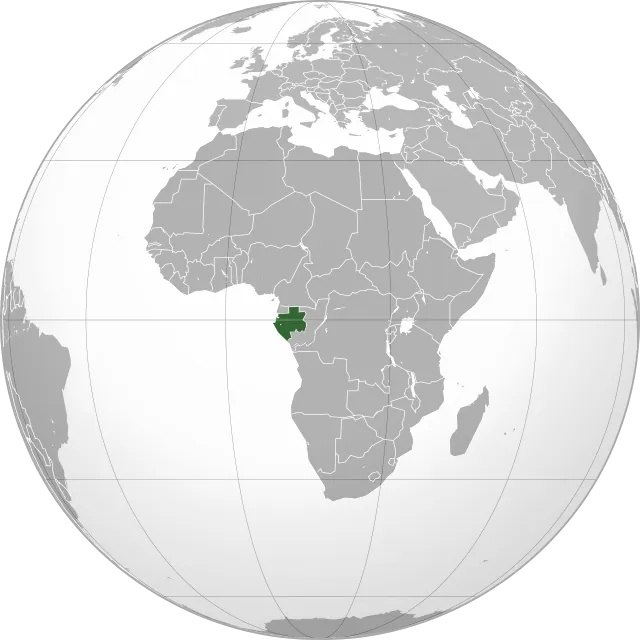 Map showing the location of Gabon