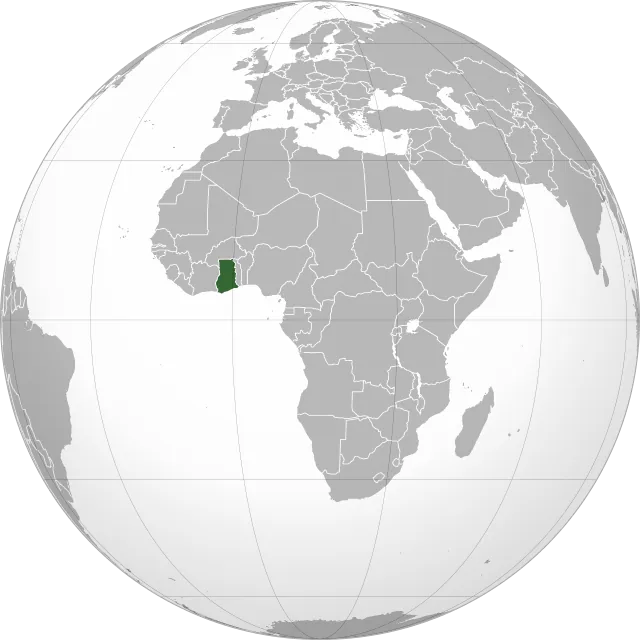 Map showing the location of Ghana