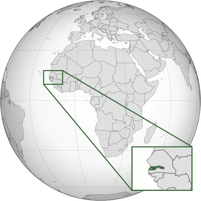 Map showing the location of Gambia