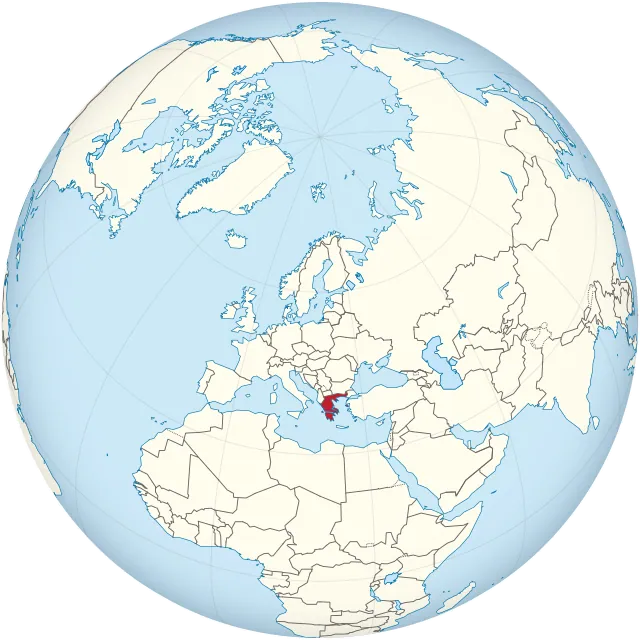 Map showing the location of Greece