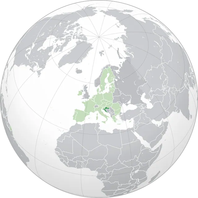 Map showing the location of Croatia