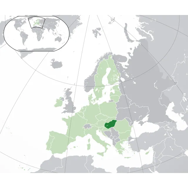 Map showing the location of Hungary