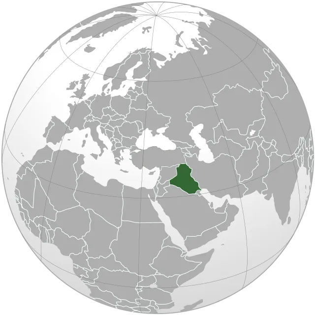 Map showing the location of Iraq