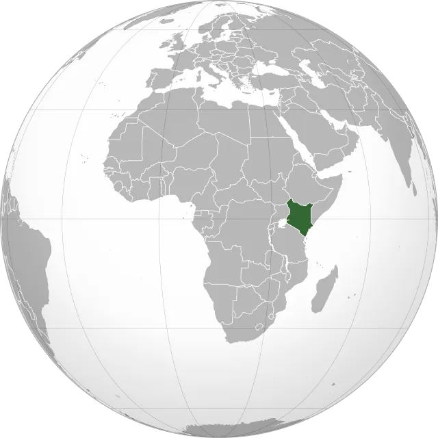 Map showing the location of Kenya