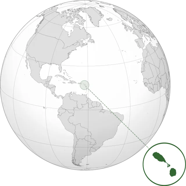 Karte mit der Lage: St. Kitts und Nevis
