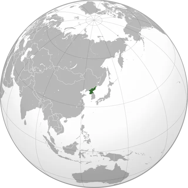 Map showing the location of North Korea