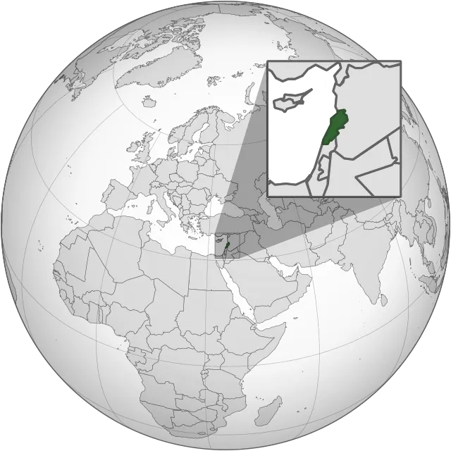 Map showing the location of Lebanon