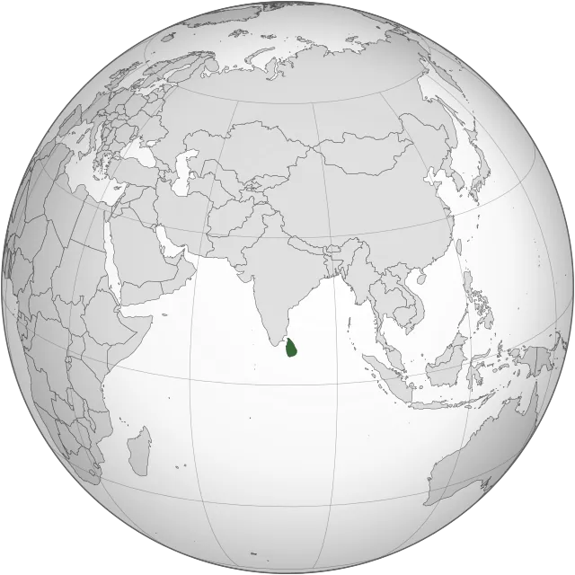 Map showing the location of Sri Lanka