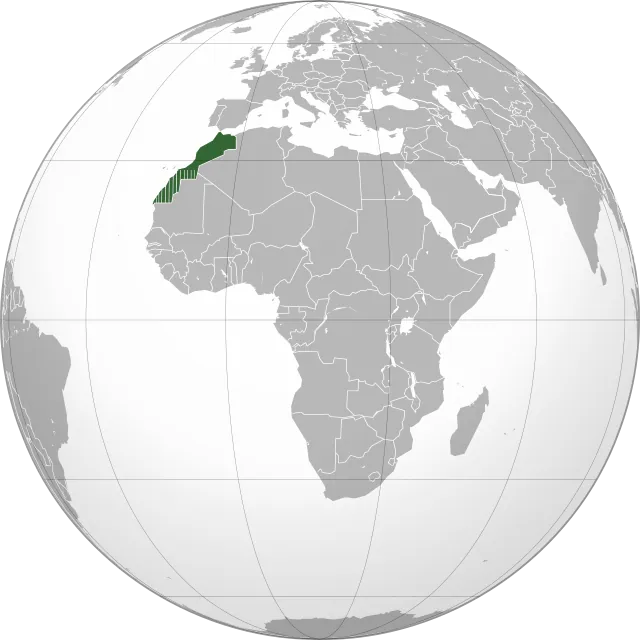 Map showing the location of Morocco