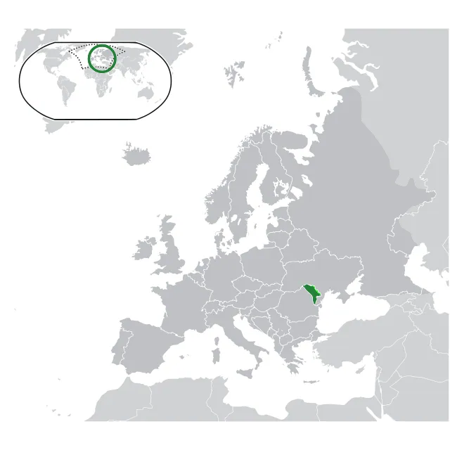 Map showing the location of Moldova
