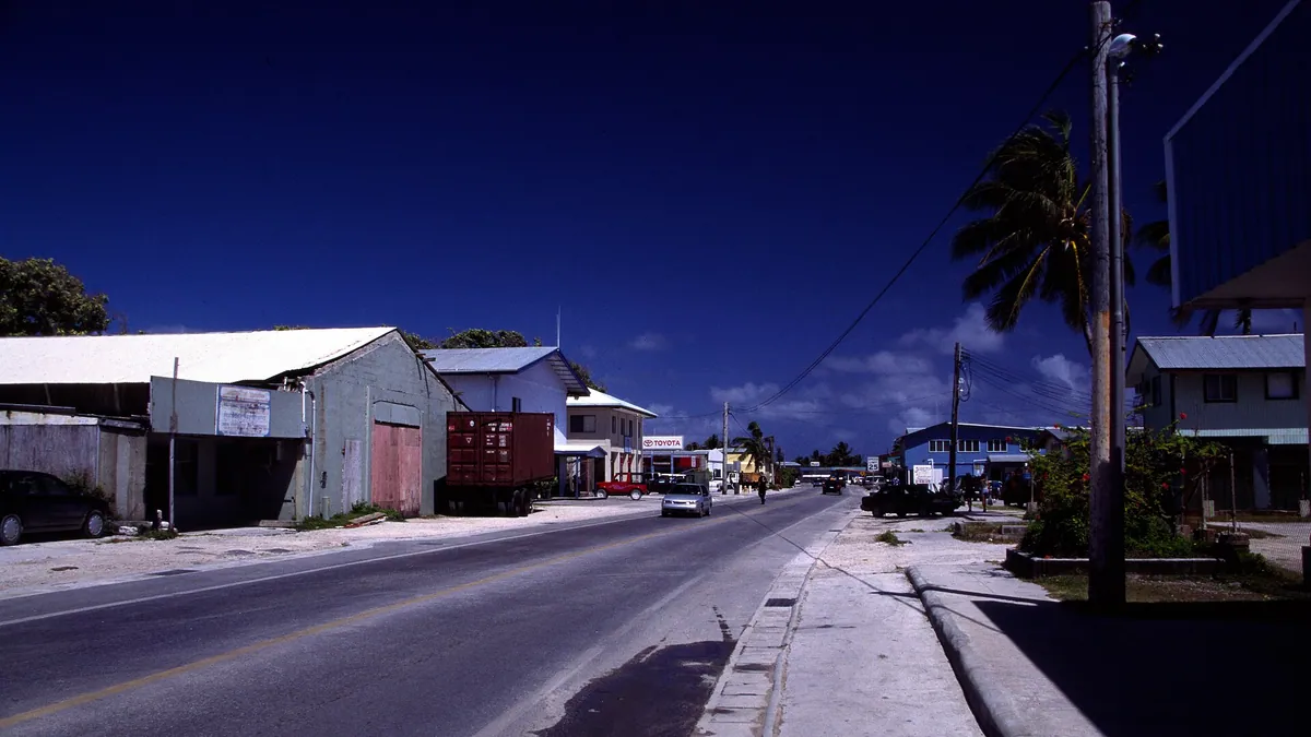 Main road in Majuro (the capital, not a parliament)
