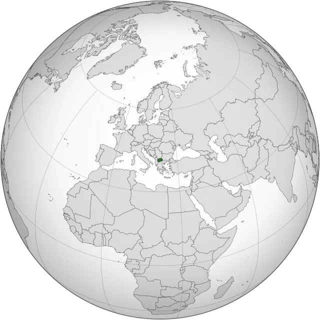 Map showing the location of North Macedonia