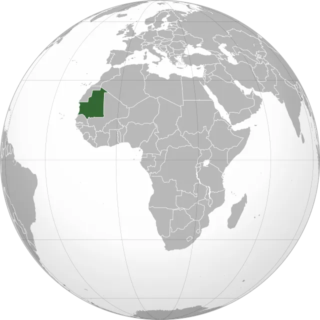Map showing the location of Mauritania