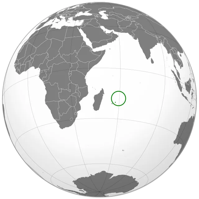 Map showing the location of Mauritius