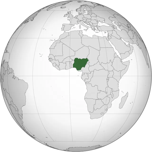 Map showing the location of Nigeria