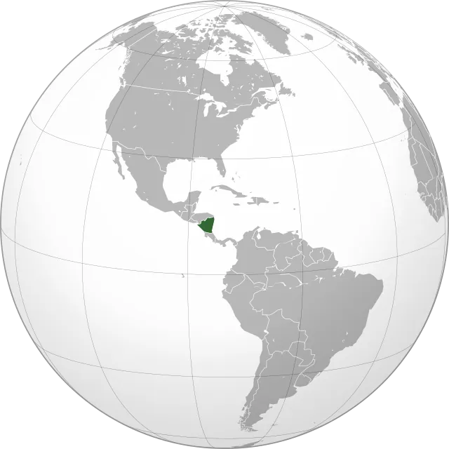 Map showing the location of Nicaragua