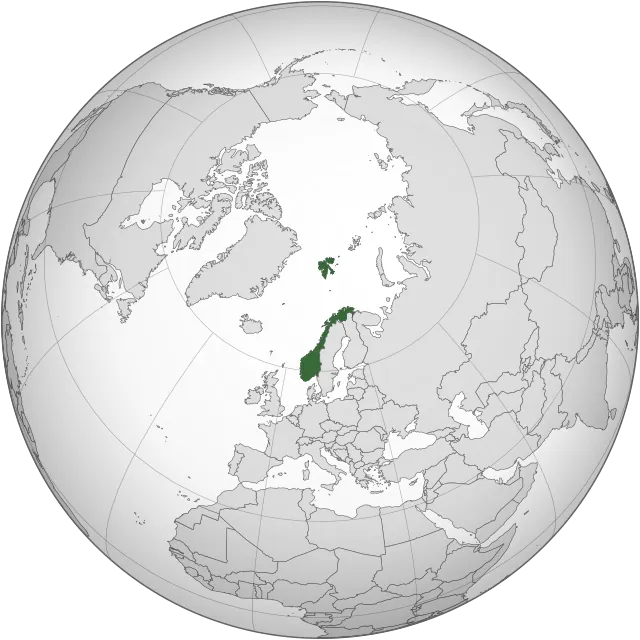 Map showing the location of Norway