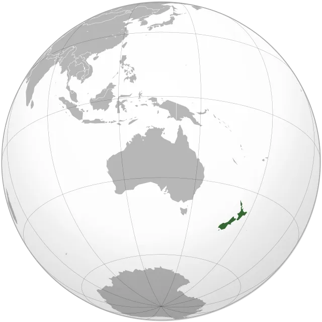 Map showing the location of New Zealand