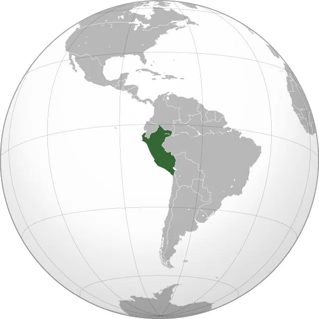 Map showing the location of Peru