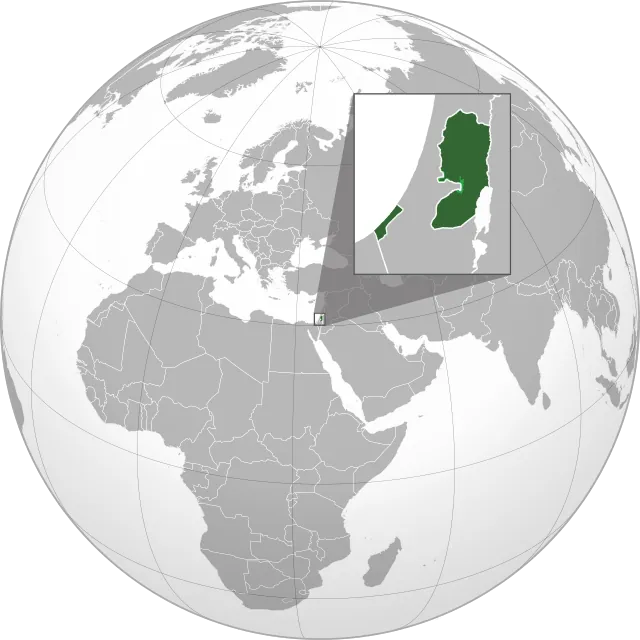 Map showing the location of Palestine