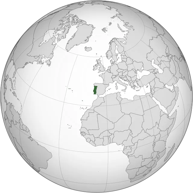 Map showing the location of Portugal