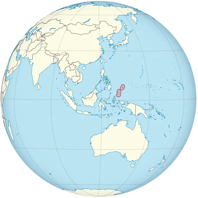 Map showing the location of Palau