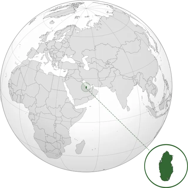 Map showing the location of Qatar