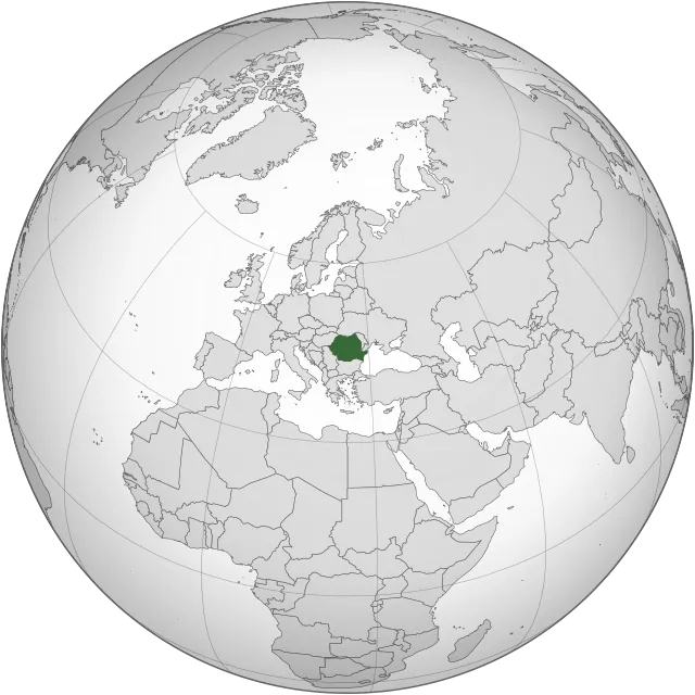 Map showing the location of Romania