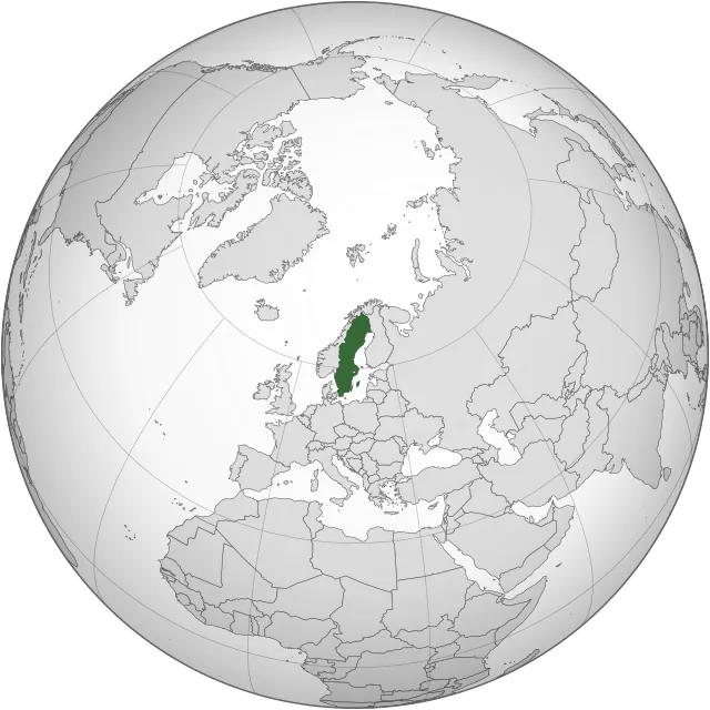 Map showing the location of Sweden