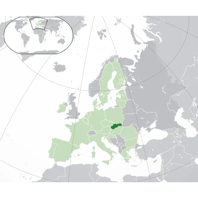 Map showing the location of Slovakia