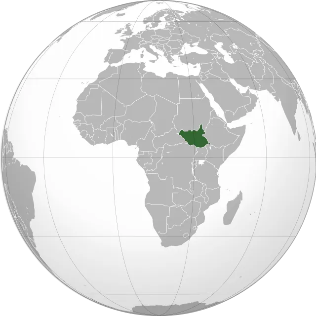 Map showing the location of South Sudan