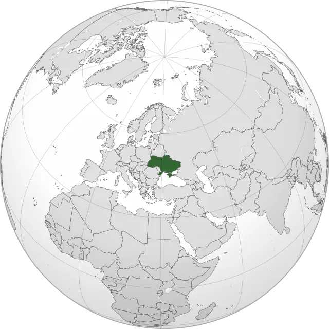 Map showing the location of Ukraine