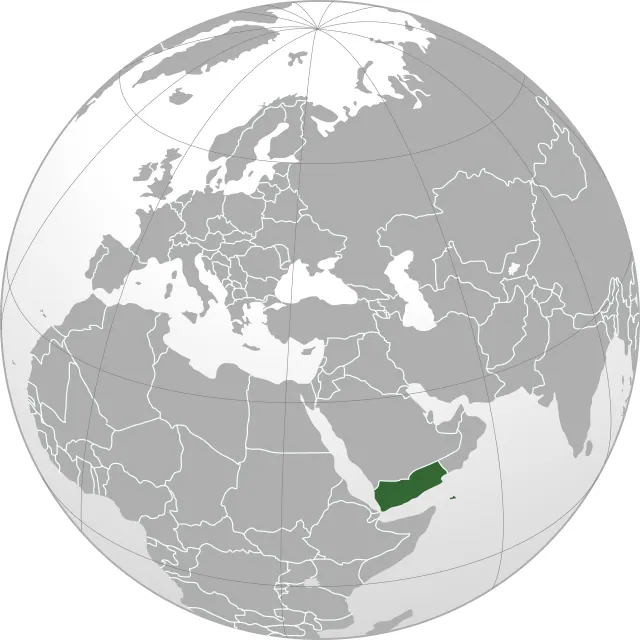 Map showing the location of Yemen