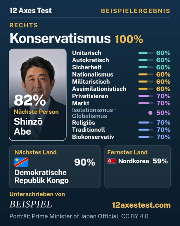 Beispielergebnis aus dem 12 Axes Test: Konservatismus, Rechts