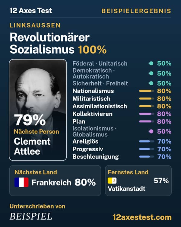 Beispielergebnis aus dem 12 Axes Test: Revolutionärer Sozialismus, Linksaußen