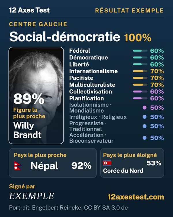 Résultat exemple 12 Axes Test : Social-démocratie, centre gauche